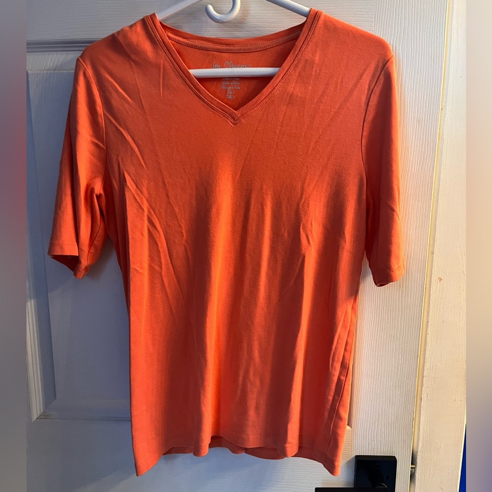 - Chico's V-Neck Tee Size 2 (12/14L) - soft Coral